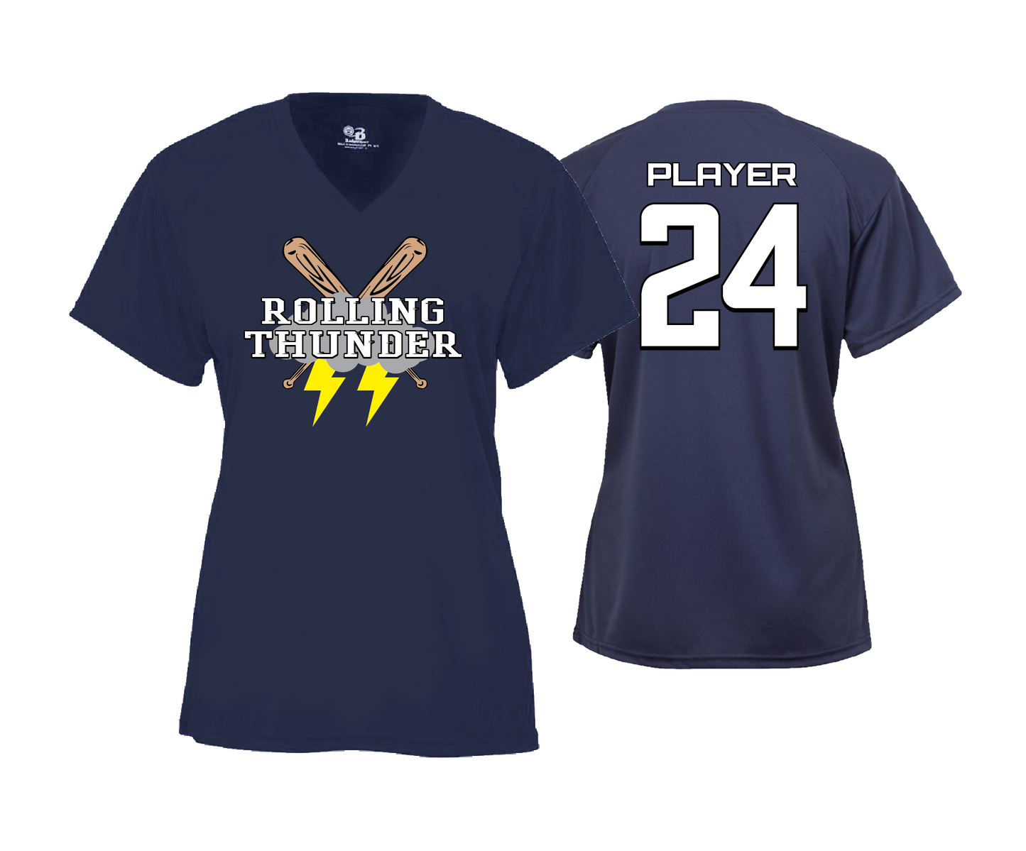 Rolling Thunder - DTF Womens Short Sleeve V-Neck Performance Tee