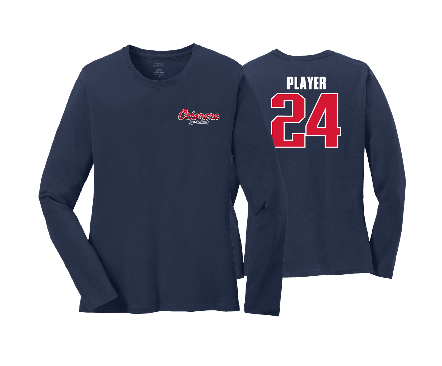 Octorara Baseball - LEFT CHEST LOGO - DTF | Women's Long Sleeve Cotton Tee