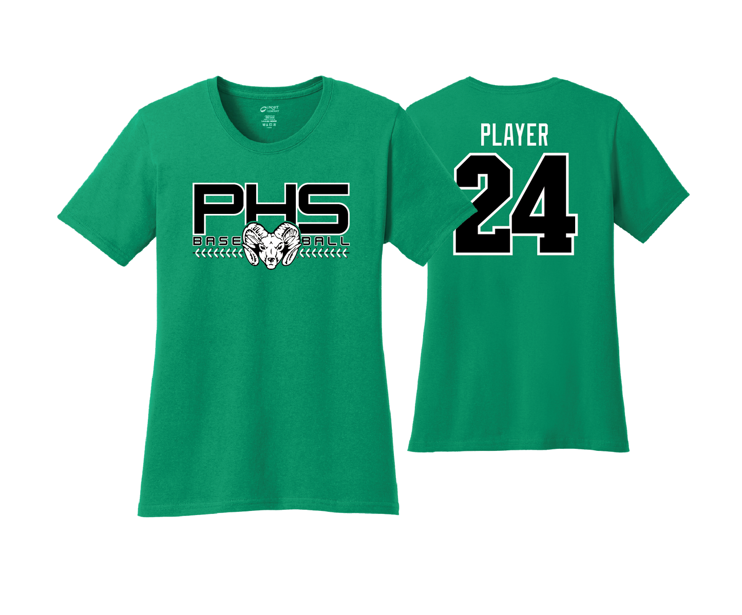 Parkside High School - BASEBALL - Kelly - DTF | Women's Short Sleeve Cotton Tee