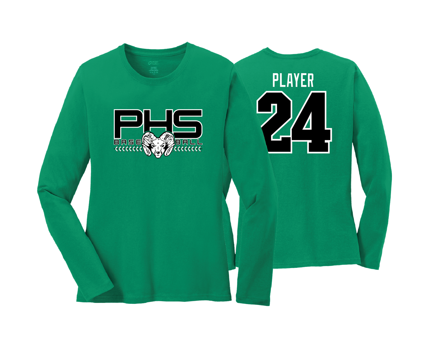Parkside High School - BASEBALL - Kelly - DTF | Women's Long Sleeve Cotton Tee