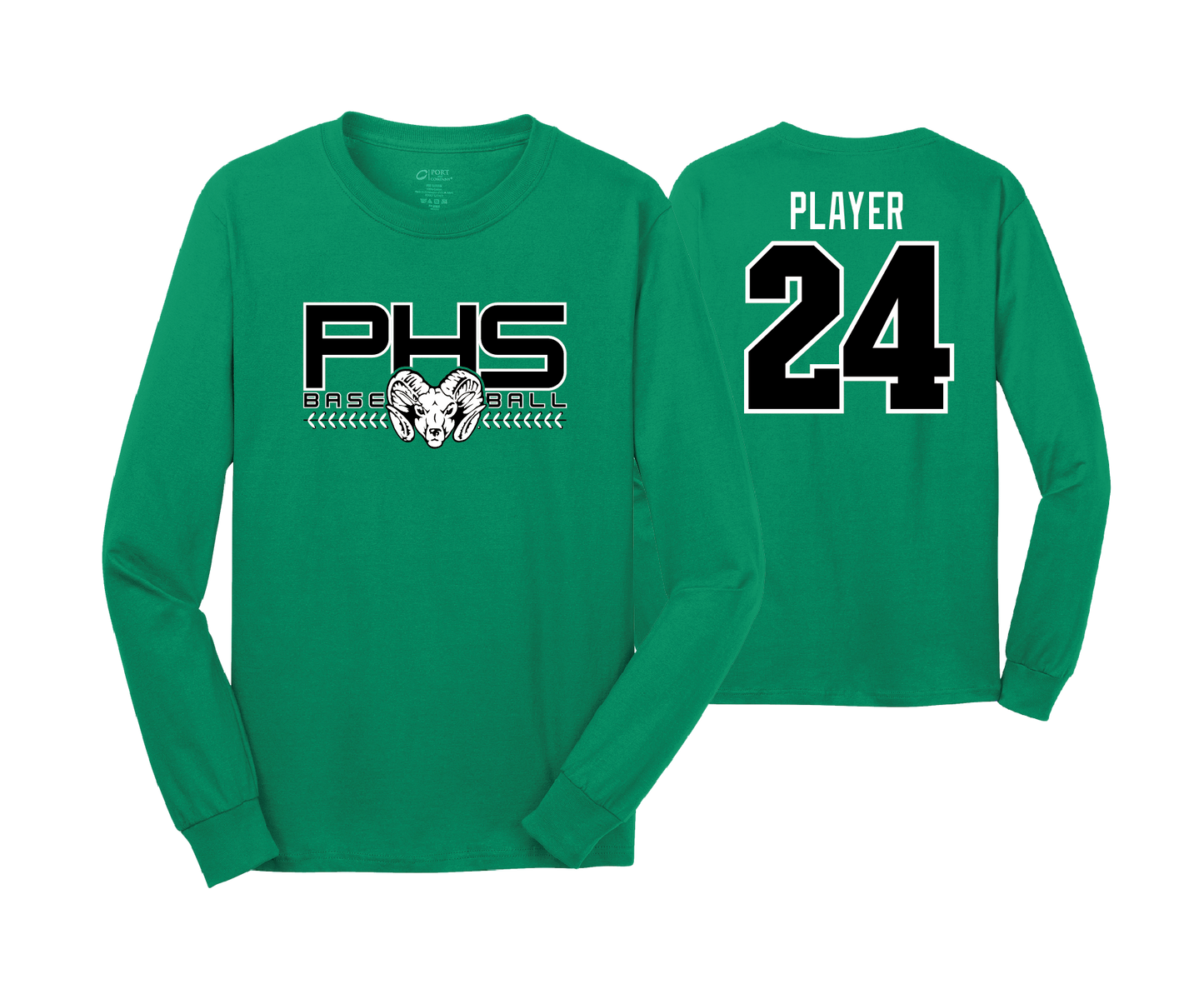 Parkside High School - BASEBALL - Kelly - DTF | Unisex Long Sleeve Cotton Tee