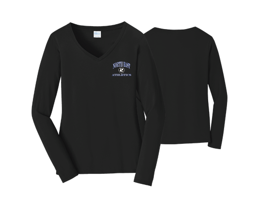NE Athletics - DTF | Women's Long Sleeve Cotton V-Neck Tee