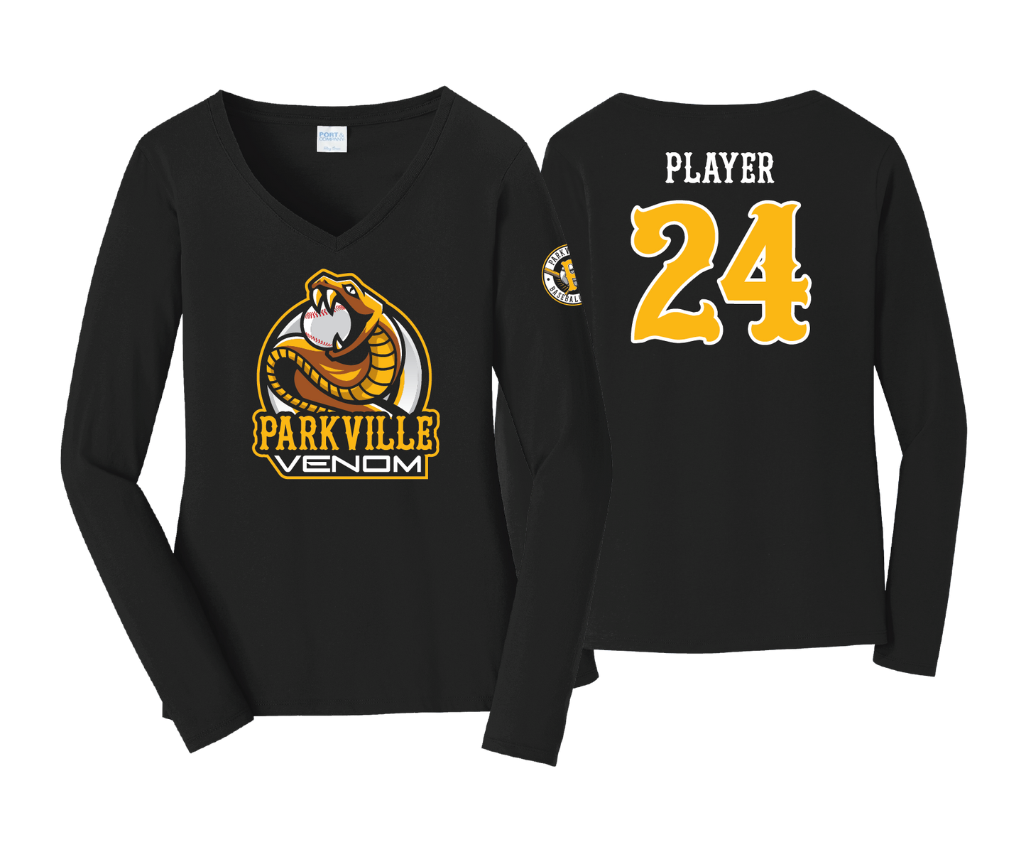 Parkville Baseball - DTF | Women's Long Sleeve Cotton V-Neck Tee