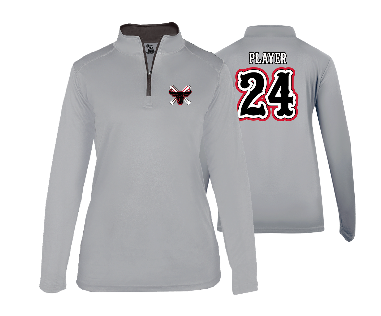 Frederick Bulls - DTF | Women's Long Sleeve Performance 1/4 Zip
