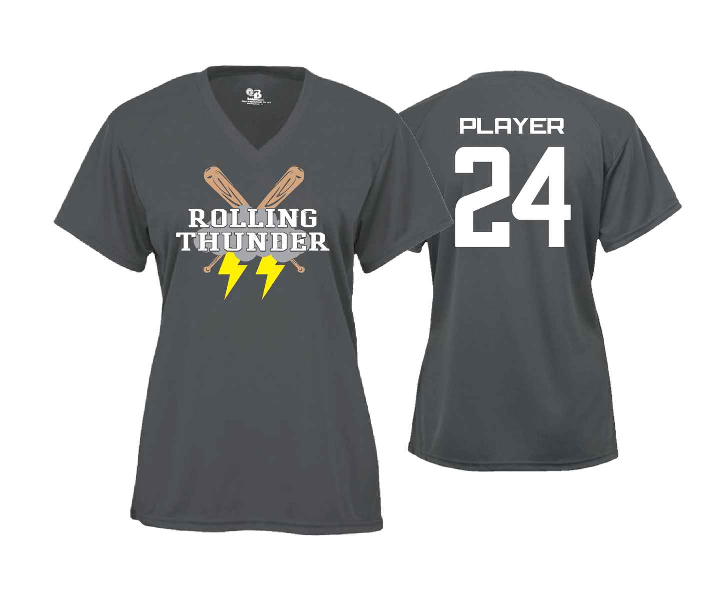 Rolling Thunder - DTF Womens Short Sleeve V-Neck Performance Tee