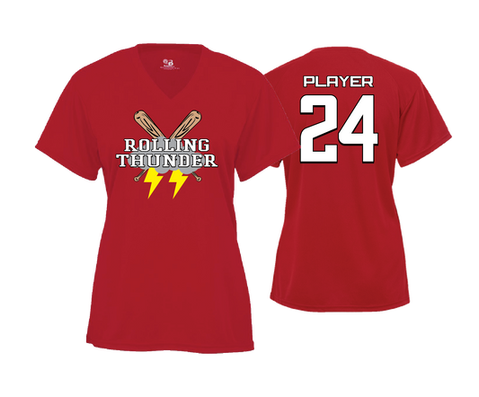 Rolling Thunder - DTF Womens Short Sleeve V-Neck Performance Tee