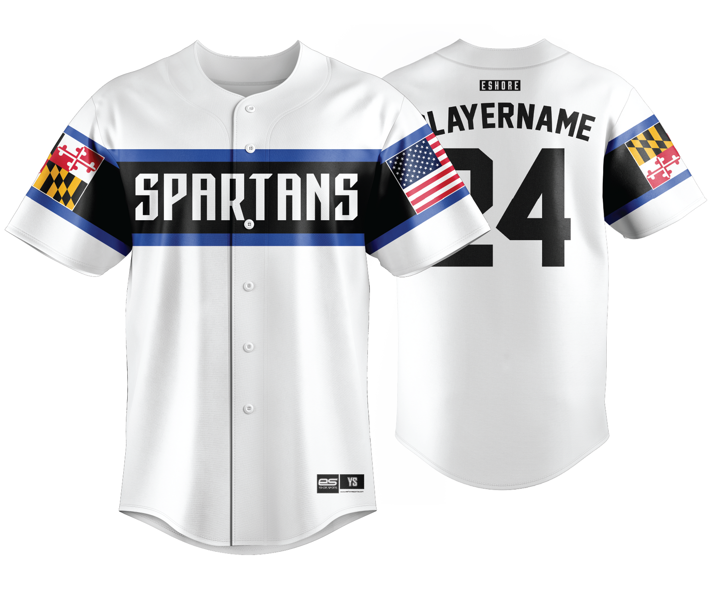 MSBL Spartans - WHITE - FDS | Unisex Full Button Jersey