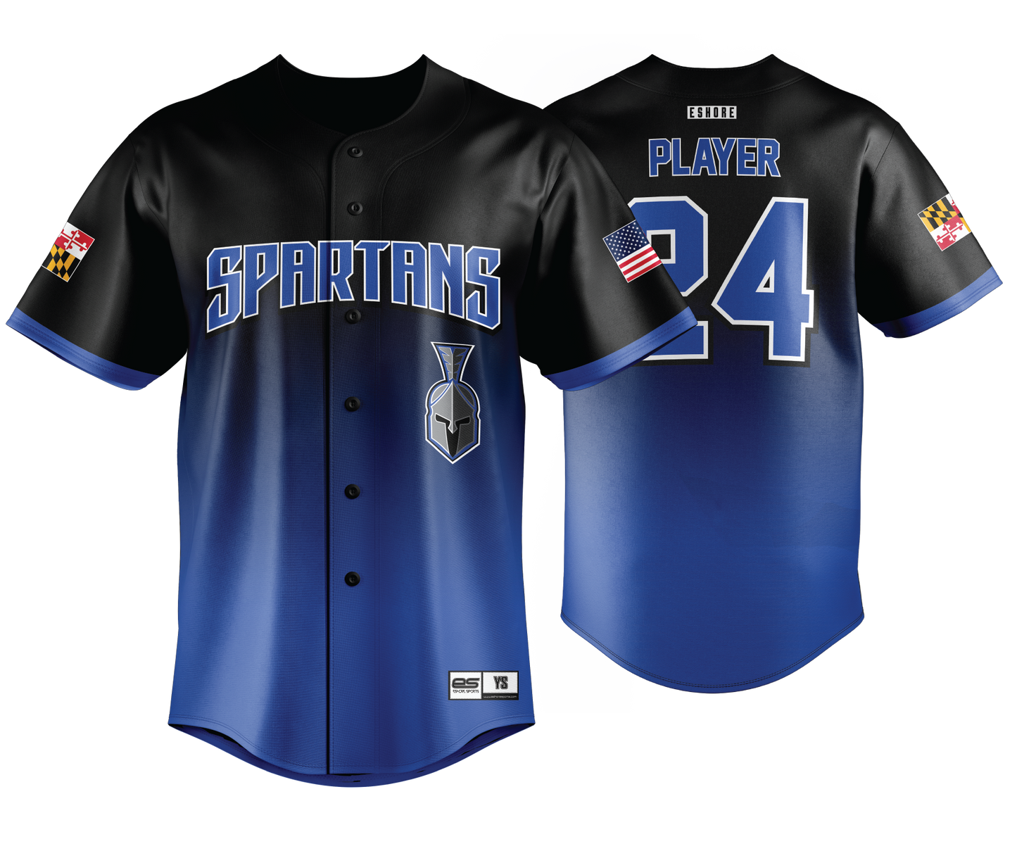 MSBL Spartans - BLACK FADE - FDS | Unisex Full Button Jersey