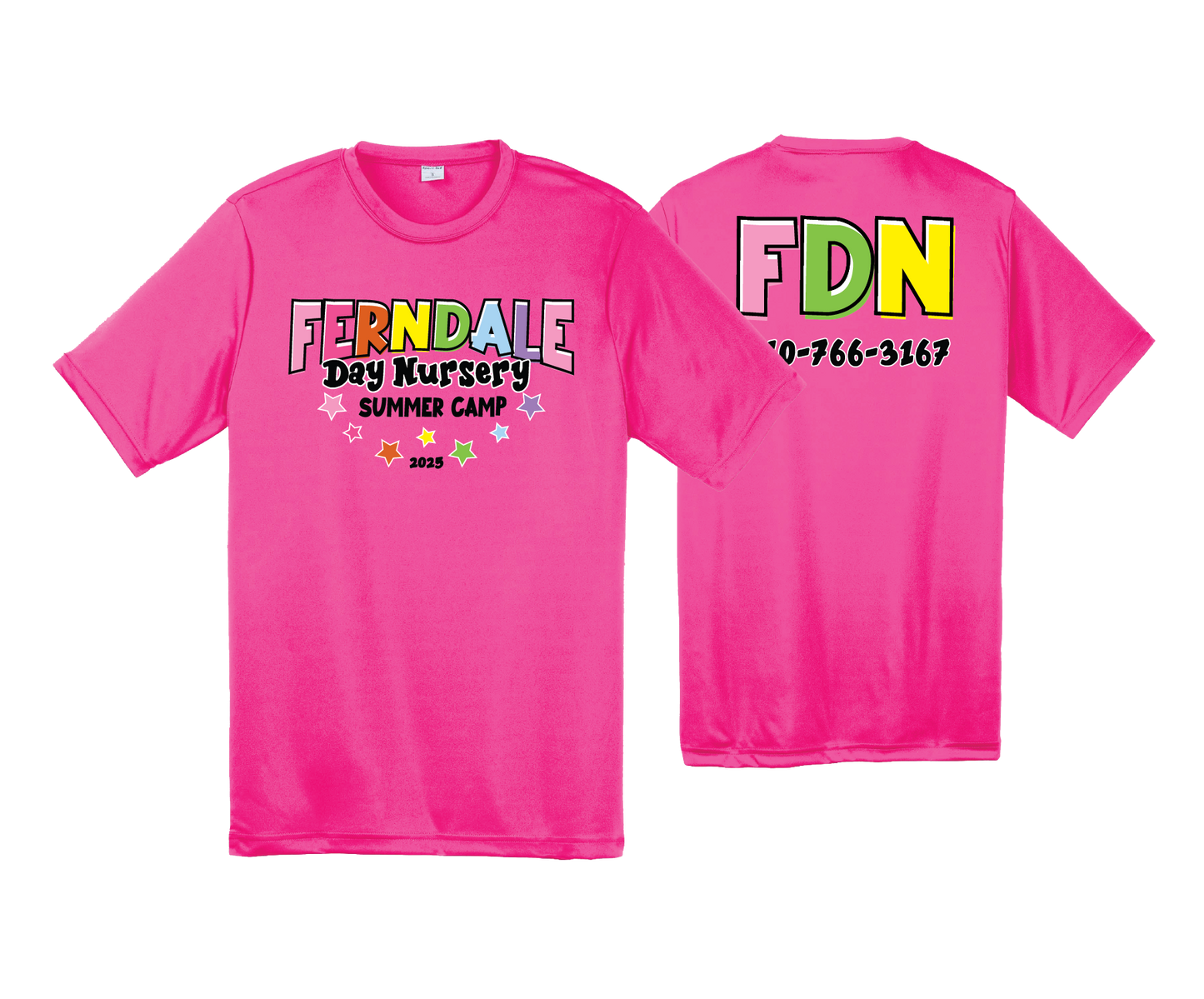 Ferndale Day Nursery - NEON PINK - DTF | Unisex Short Sleeve Performance Tee