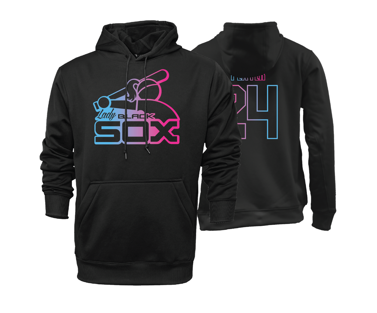 Lady Black Sox - Batter Logo - DTF | Unisex Hoodie