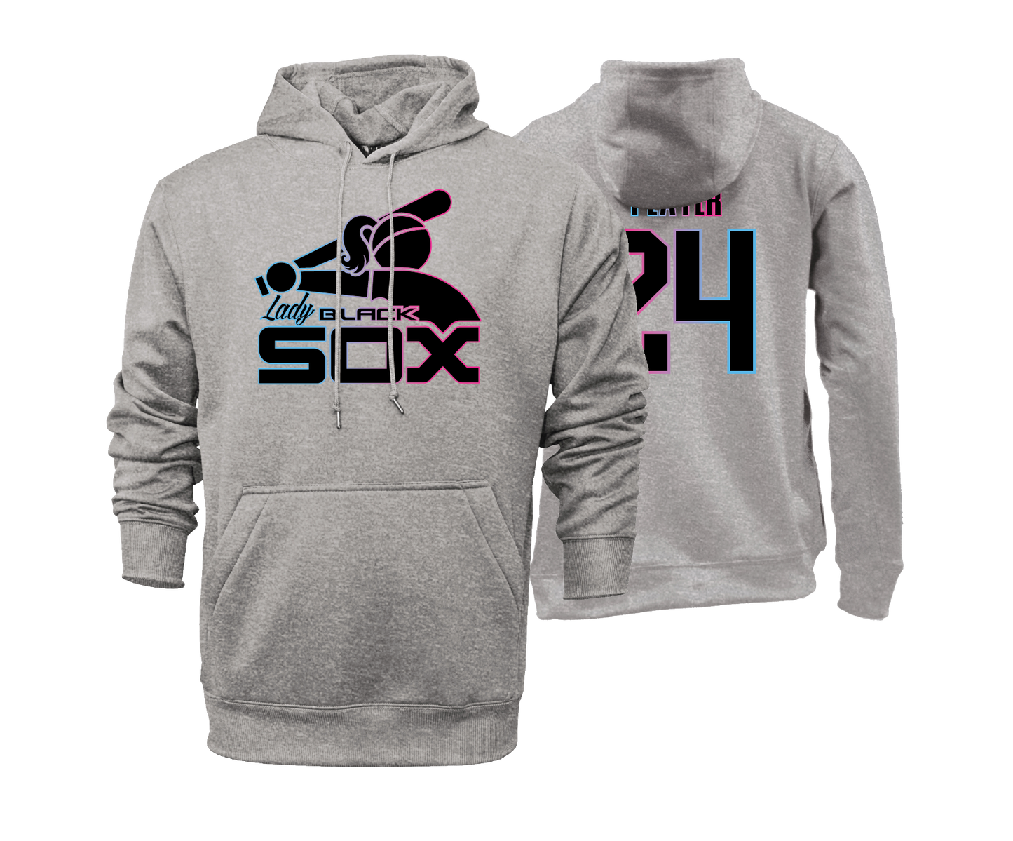 Lady Black Sox - Batter Logo - DTF | Unisex Hoodie