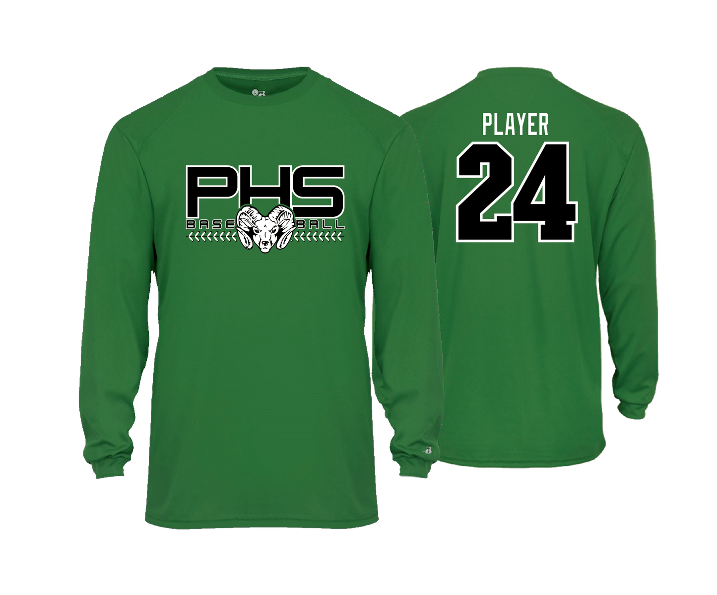 Parkside High School - BASEBALL - Kelly Green - DTF | Unisex Long Sleeve Performance Tee