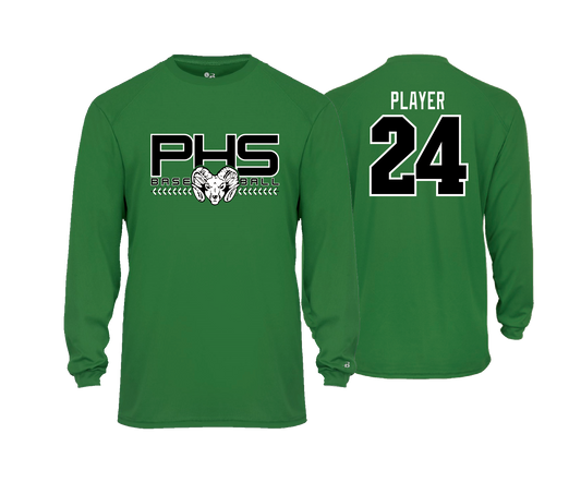 Parkside High School - BASEBALL - Kelly Green - DTF | Unisex Long Sleeve Performance Tee