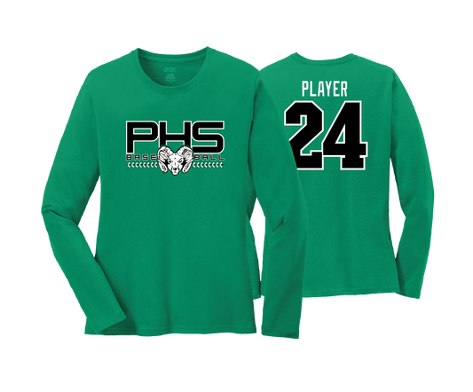 Parkside High School - BASEBALL - Kelly - DTF | Women's Long Sleeve Cotton Tee