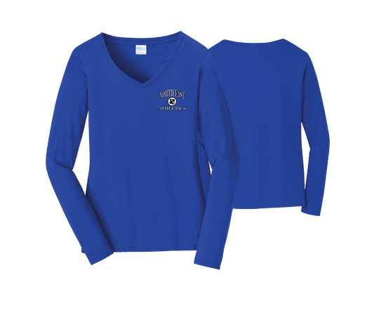 NE Athletics - DTF | Women's Long Sleeve Cotton V-Neck Tee
