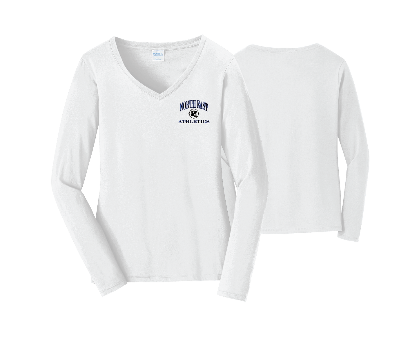 NE Athletics - DTF | Women's Long Sleeve Cotton V-Neck Tee