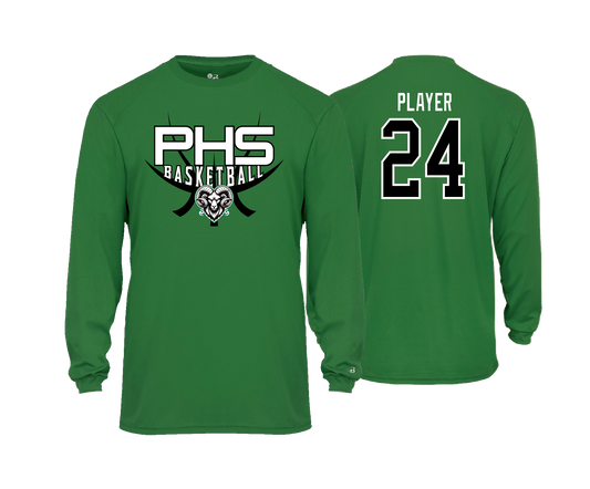 Parkside High School - BASKETBALL - Kelly Green - DTF | Unisex Long Sleeve Performance Tee
