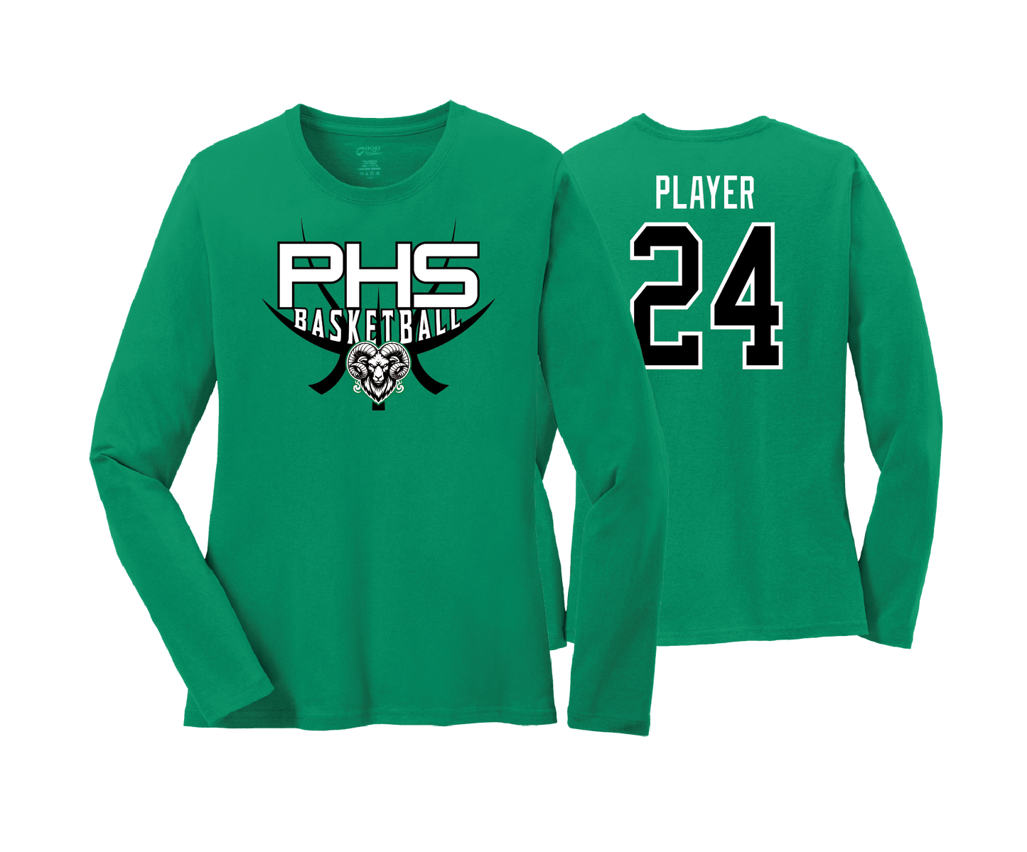 Parkside High School - BASKETBALL - Kelly - DTF | Women's Long Sleeve Cotton Tee