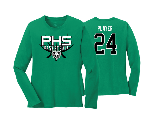 Parkside High School - BASKETBALL - Kelly - DTF | Women's Long Sleeve Cotton Tee
