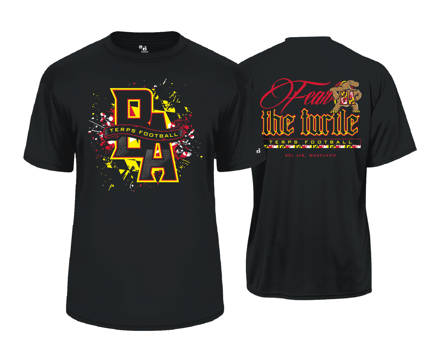 Bel Air Terps - | BLACK | TERPS NATION | FEAR THE TURTLE - DTF Unisex Performance Tee