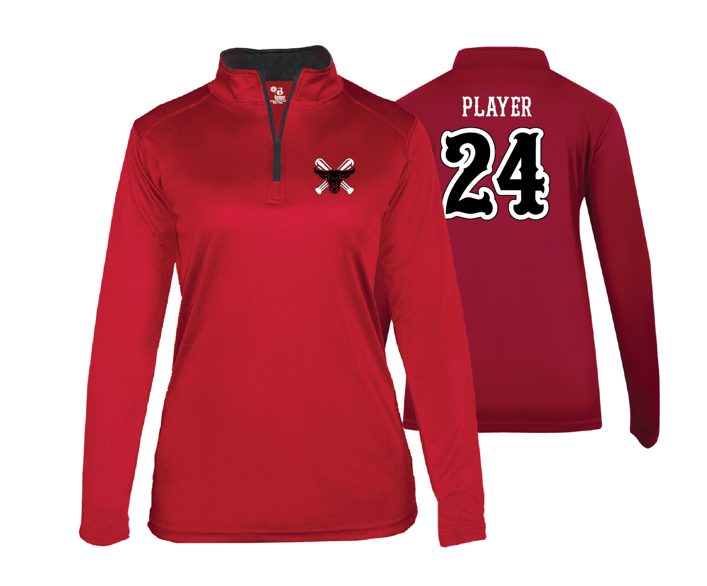Frederick Bulls - DTF | Women's Long Sleeve Performance 1/4 Zip