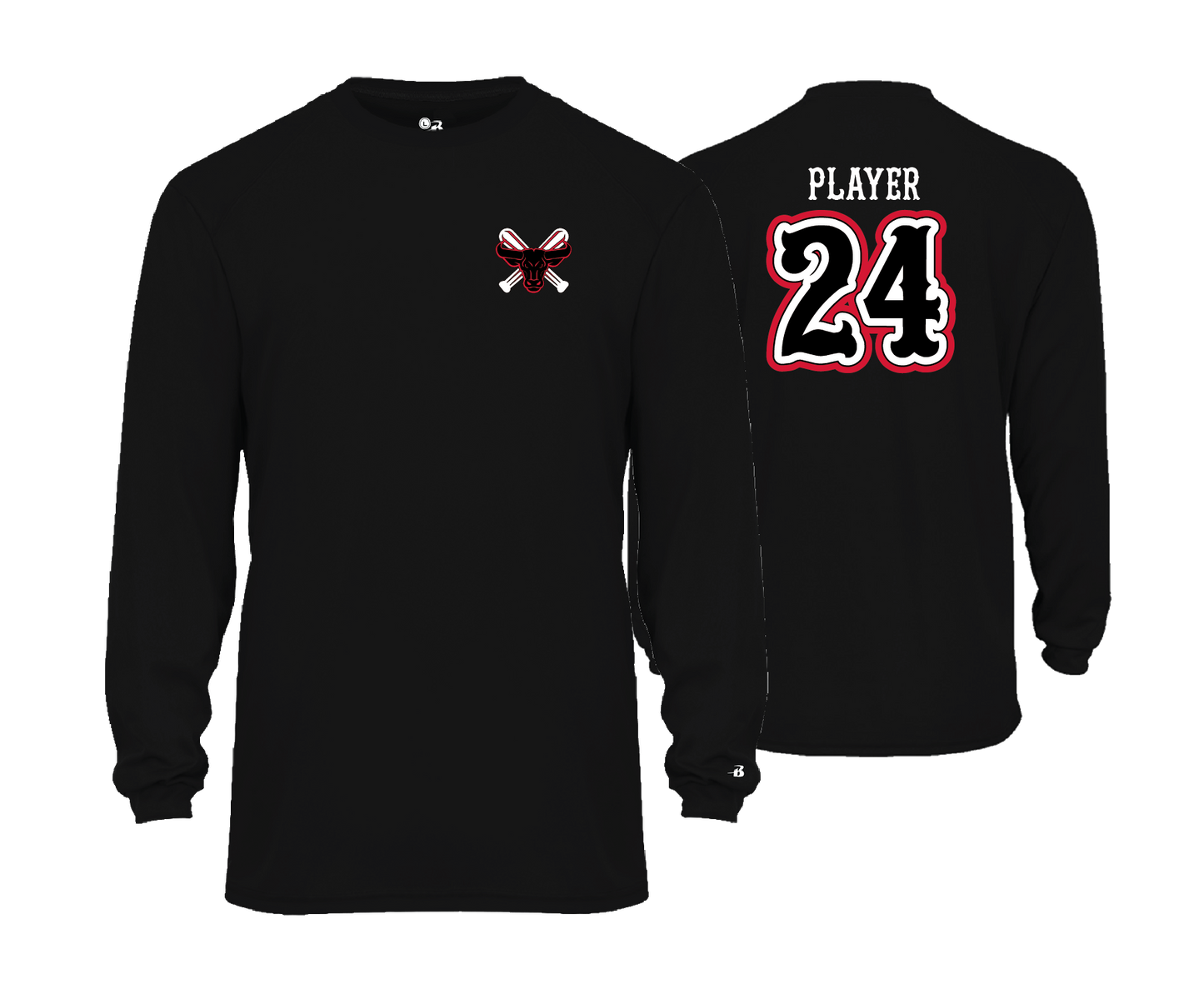 Frederick Bulls Performance Tees- BLACK