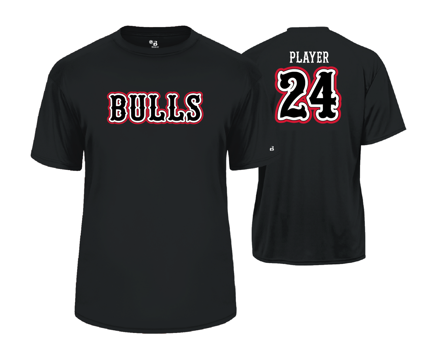 Frederick Bulls Performance Tees- BLACK