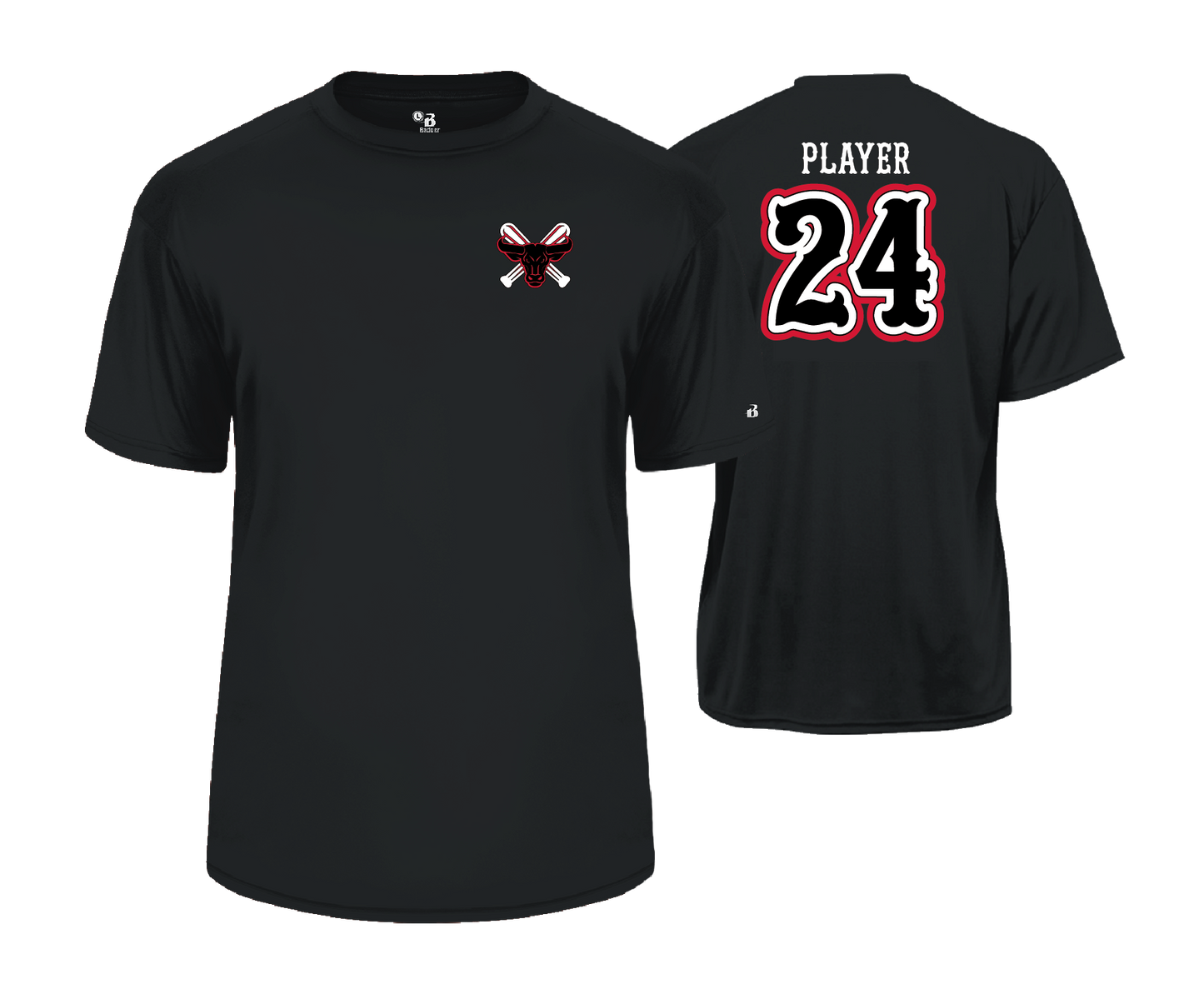 Frederick Bulls Performance Tees- BLACK