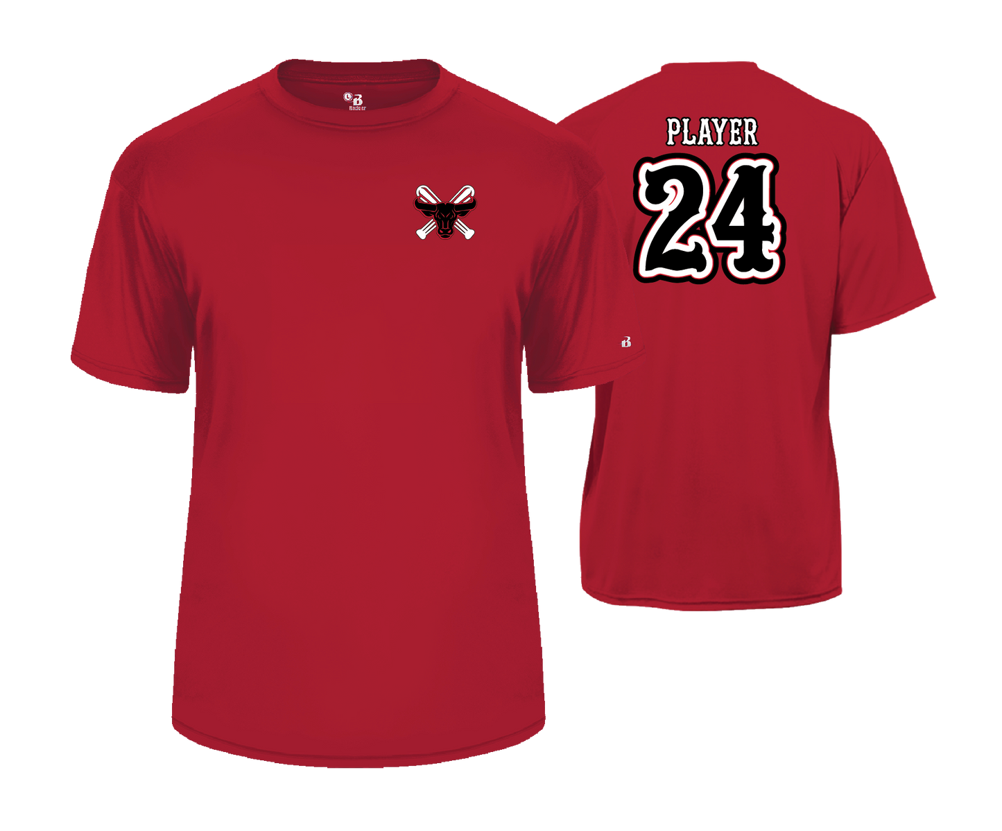 Frederick Bulls Performance Tees- RED