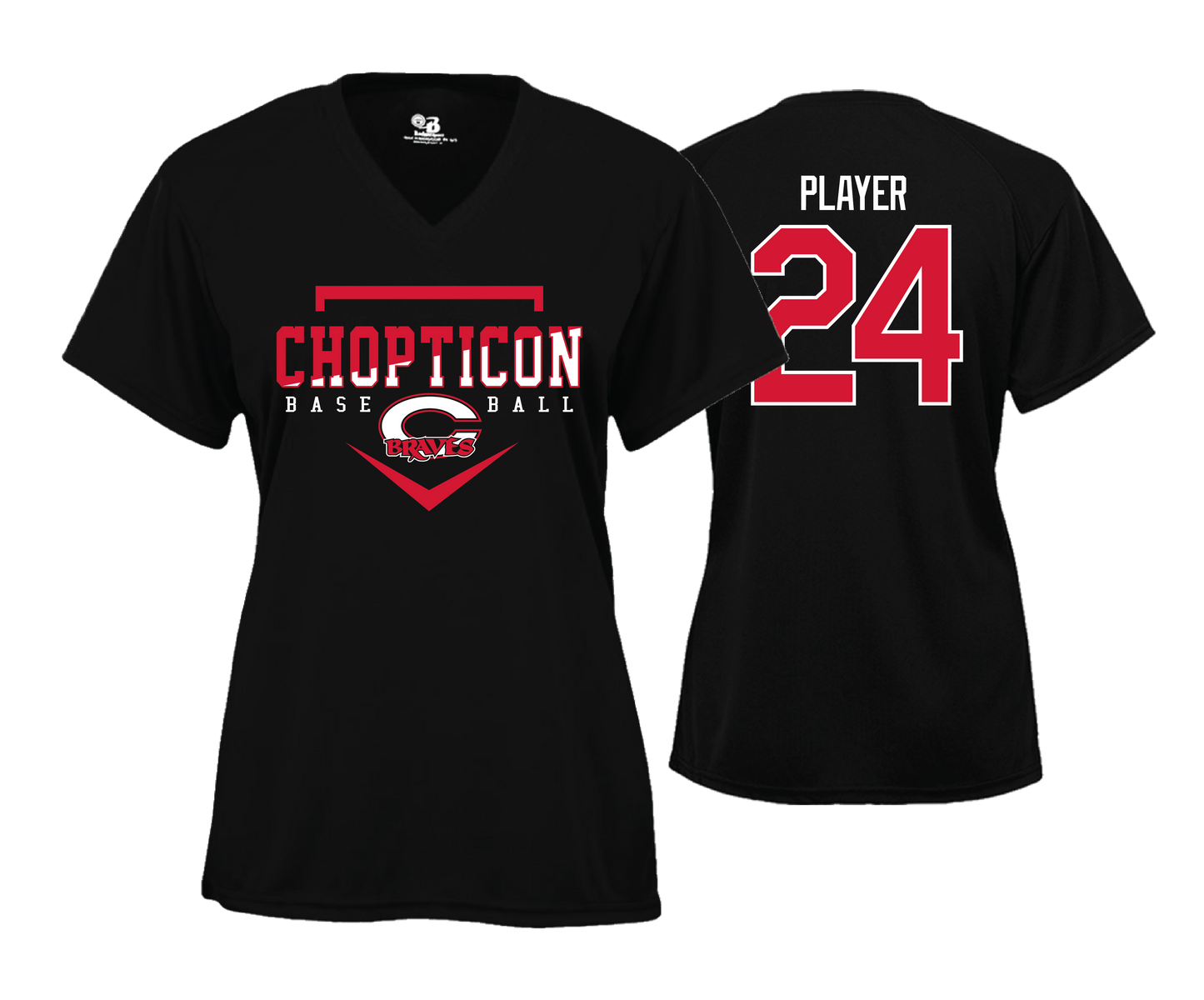 Chopticon Braves Baseball Women's V Neck Performance Tees