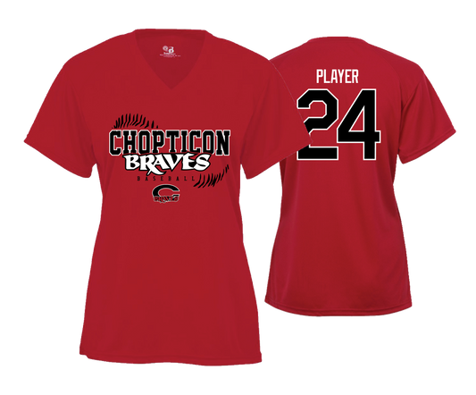 Chopticon Braves Baseball Women's V Neck Performance Tees