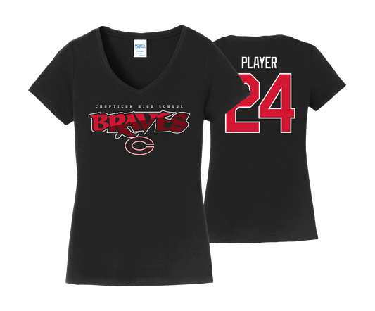 Chopticon Braves Softball - DTF | Women's Short Sleeve Cotton V-Neck Tee