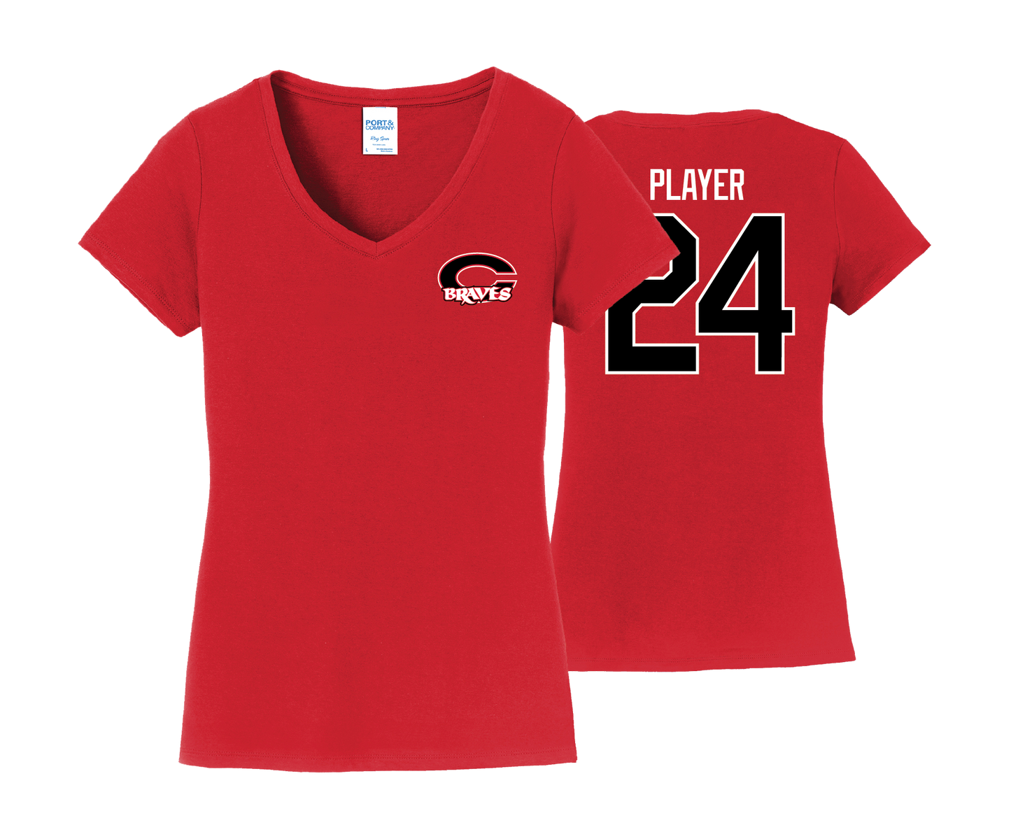 Chopticon Braves Softball - DTF | Women's Short Sleeve Cotton V-Neck Tee