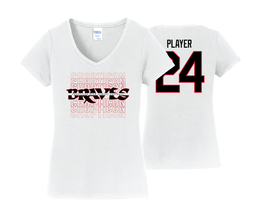 Chopticon Braves Softball - DTF | Women's Short Sleeve Cotton V-Neck Tee