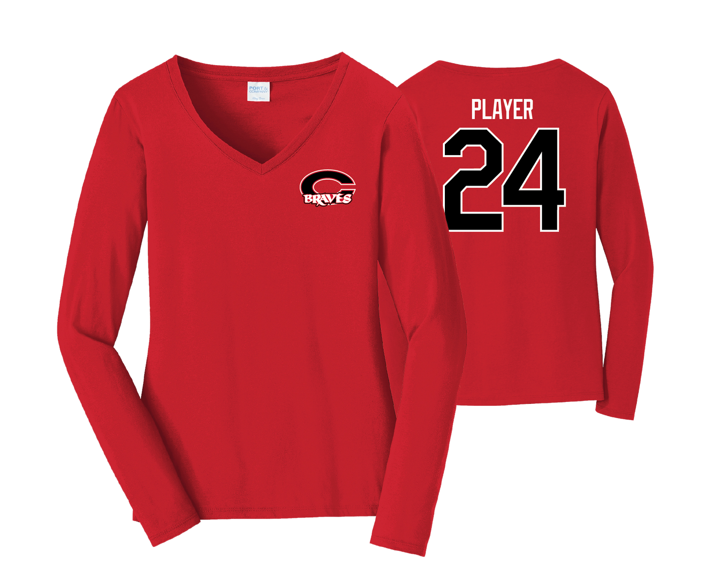 Chopticon Braves Softball - DTF | Women's Long Sleeve Cotton V-Neck Tee